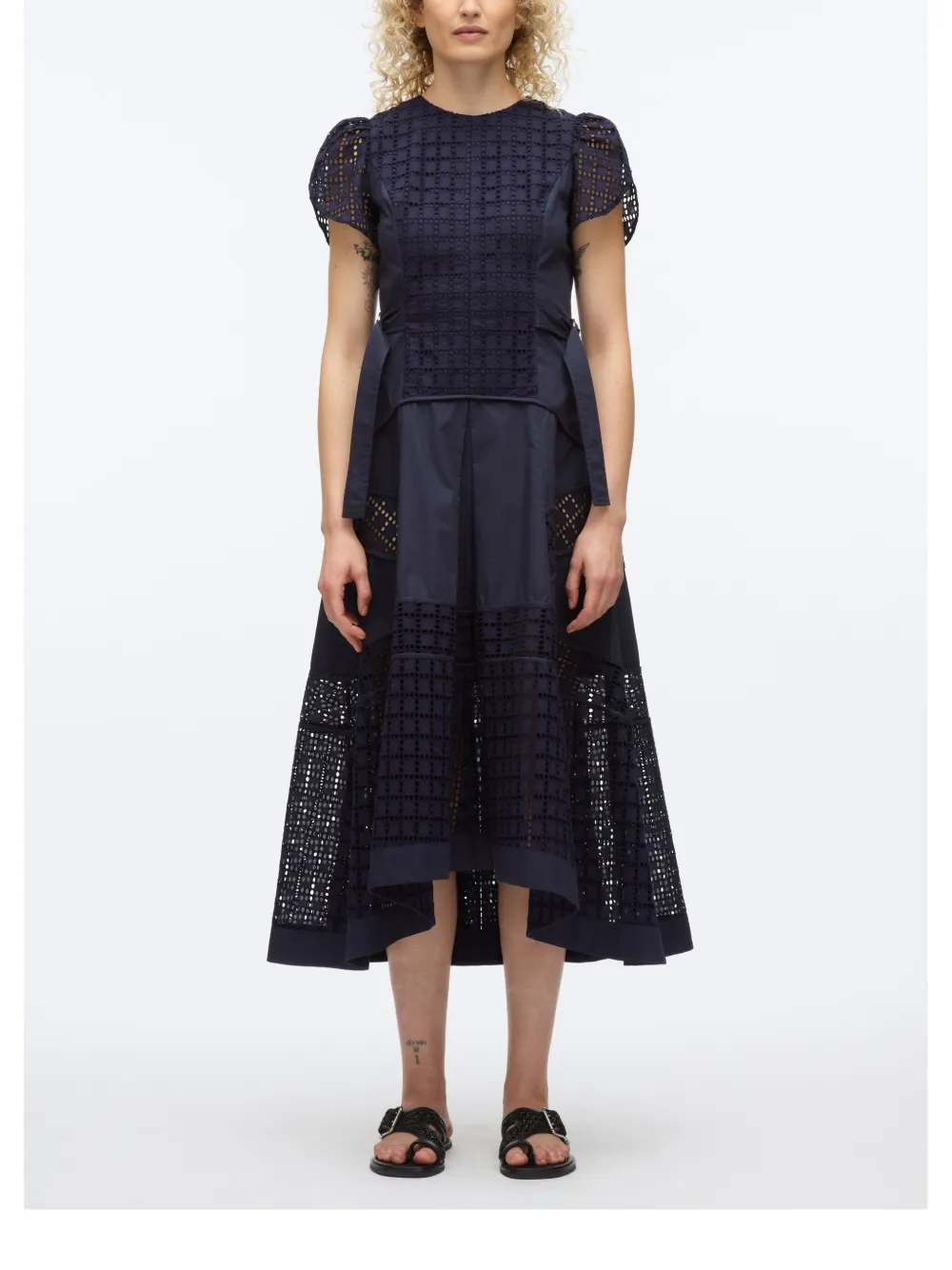 3.1 Phillip Lim Broderie anglaise jurk met tulp Blauw