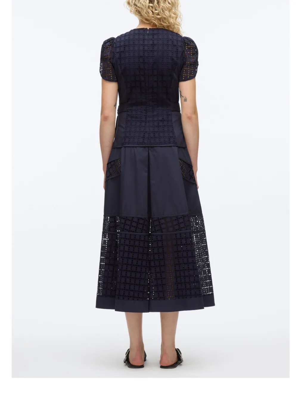 3.1 Phillip Lim Broderie anglaise jurk met tulp Blauw