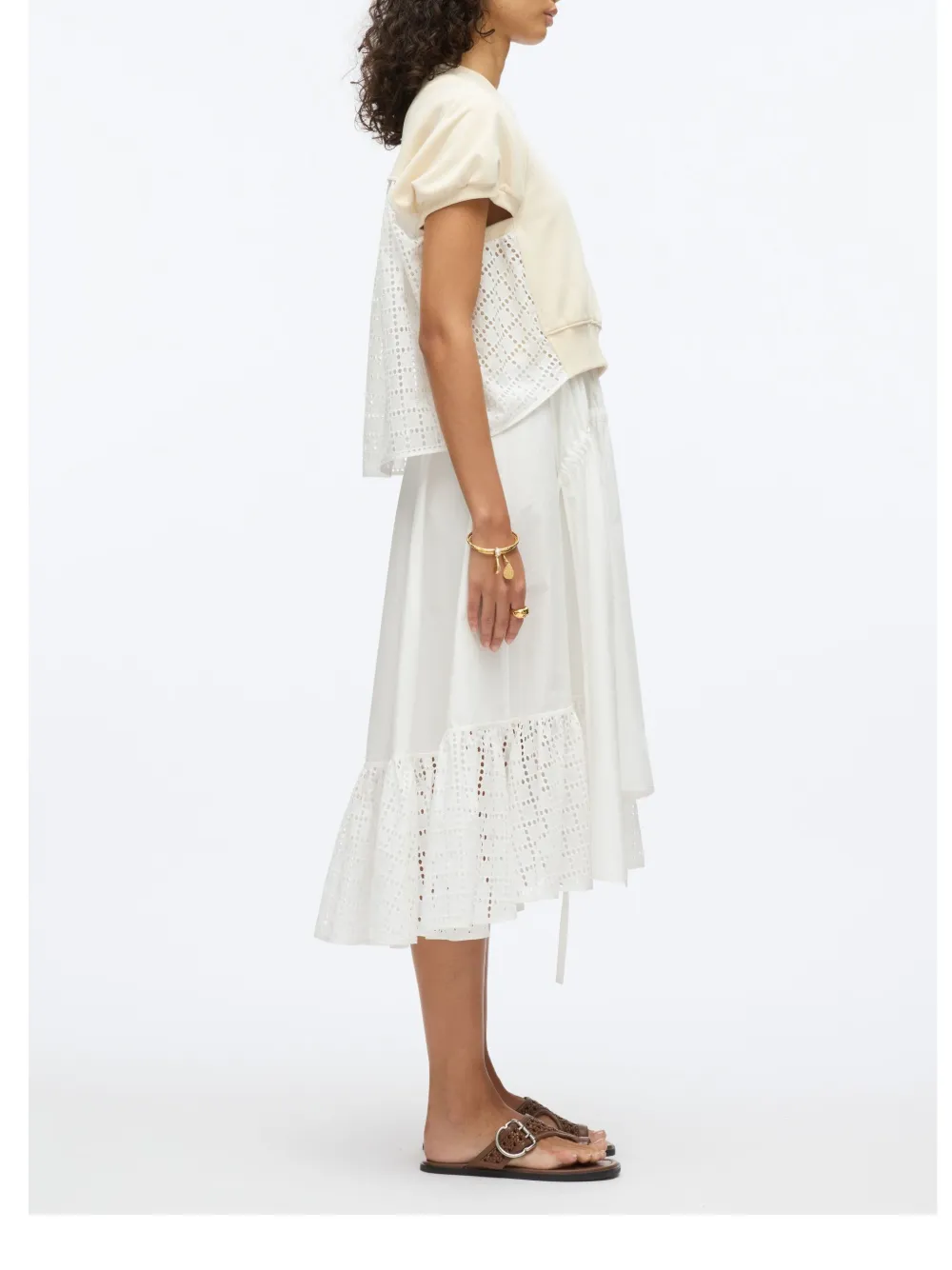 3.1 Phillip Lim Gelaagde midi-jurk Beige
