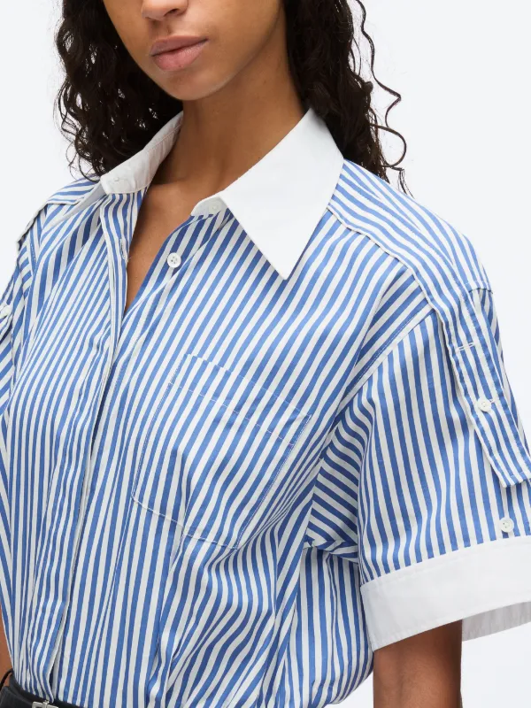 【3.1 Phillip Lim】ブルー ストライプ Vネック シャツドレス 3.1 Phillip Lim Striped Dress | Blue | FARFETCH