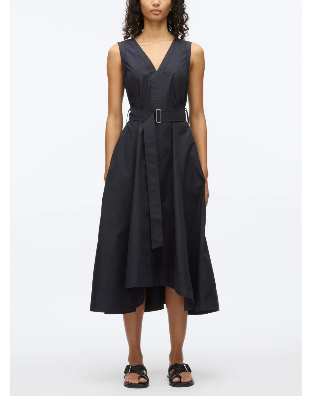 3.1 Phillip Lim Popeline jurk met ceintuur Zwart