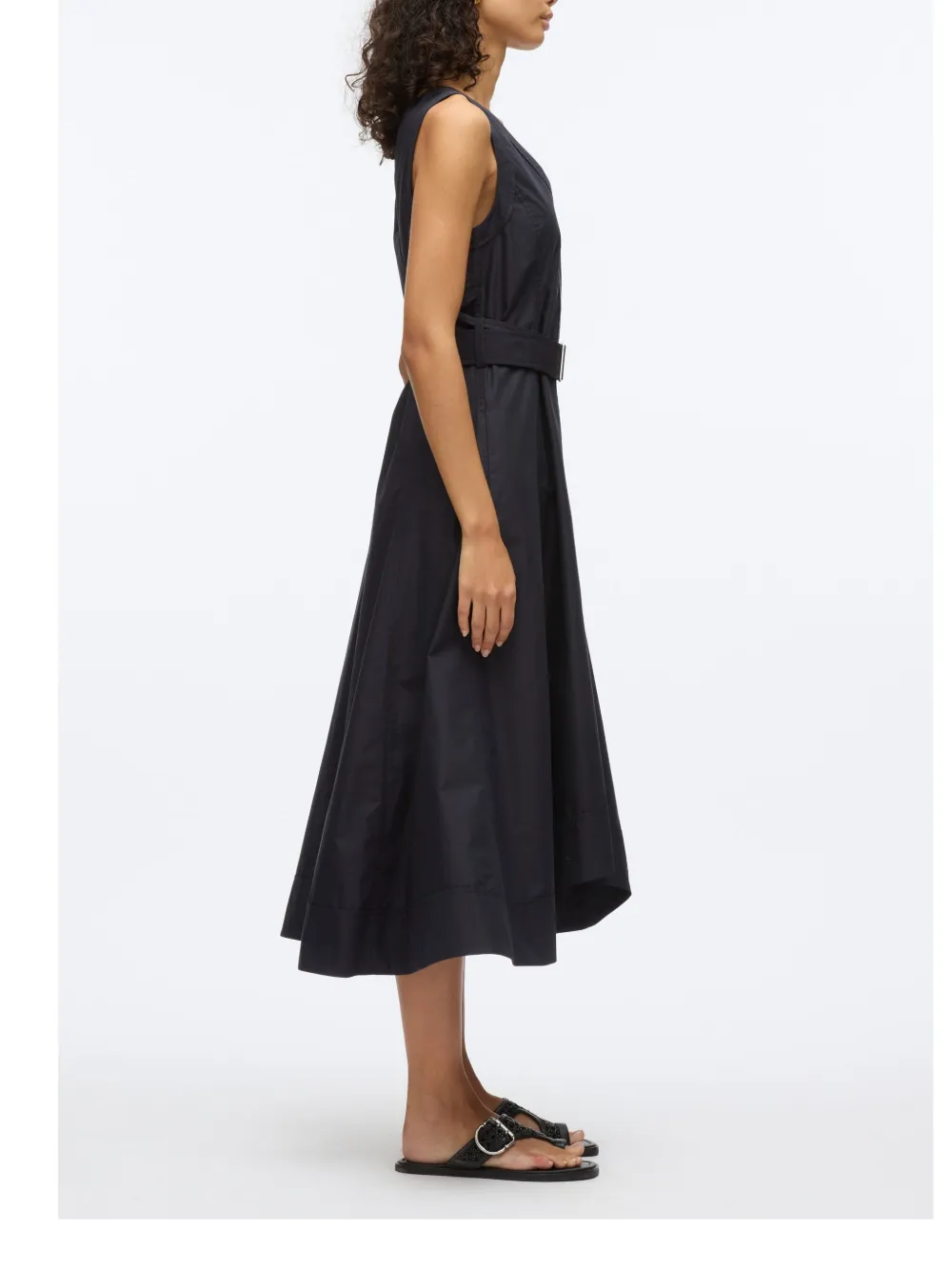3.1 Phillip Lim Popeline jurk met ceintuur Zwart