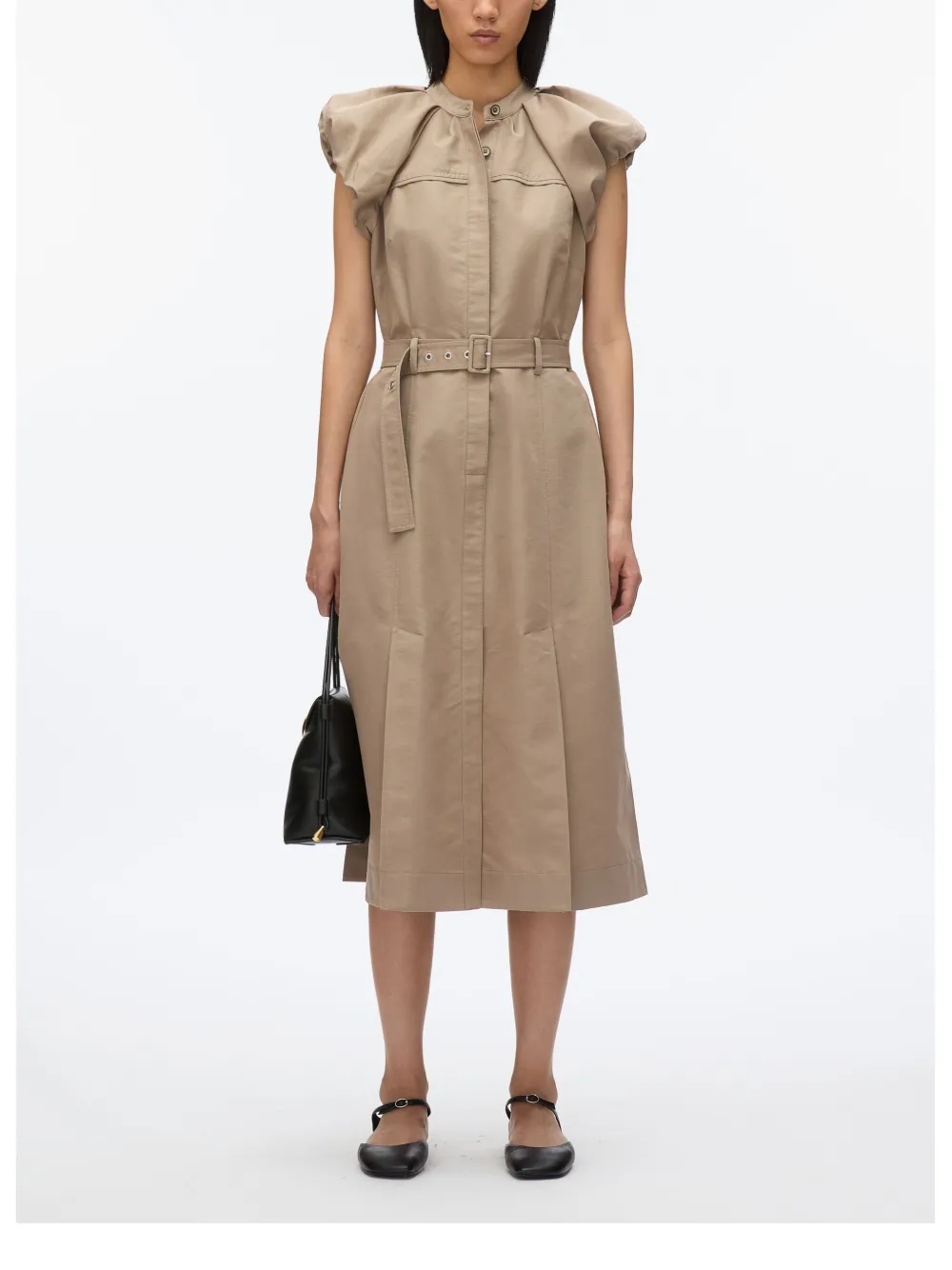 3.1 Phillip Lim Popeline jurk met ceintuur Beige