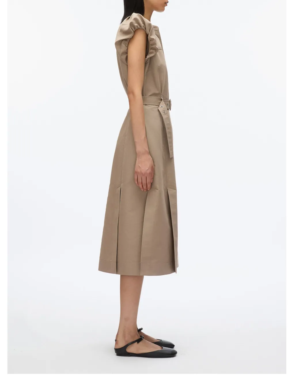 3.1 Phillip Lim Popeline jurk met ceintuur Beige