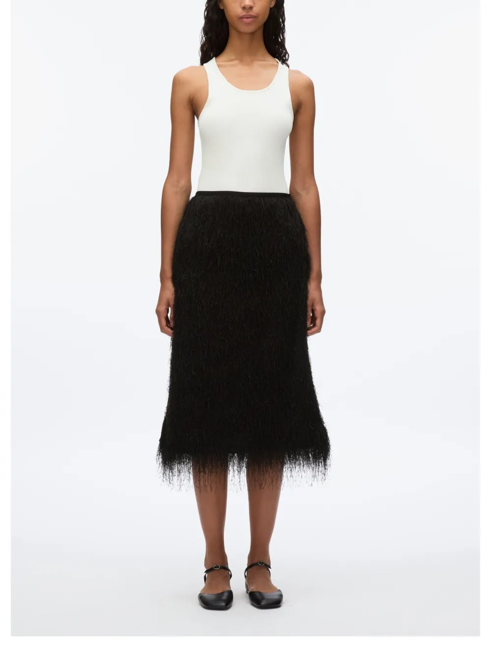 3.1 Phillip Lim Midi-rok met franje Zwart