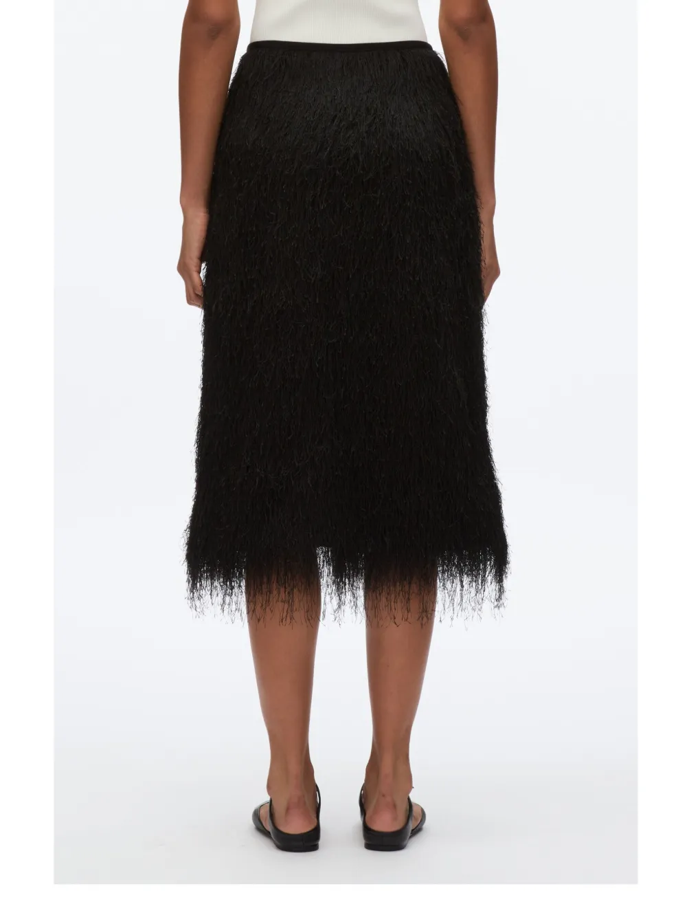 3.1 Phillip Lim Midi-rok met franje Zwart