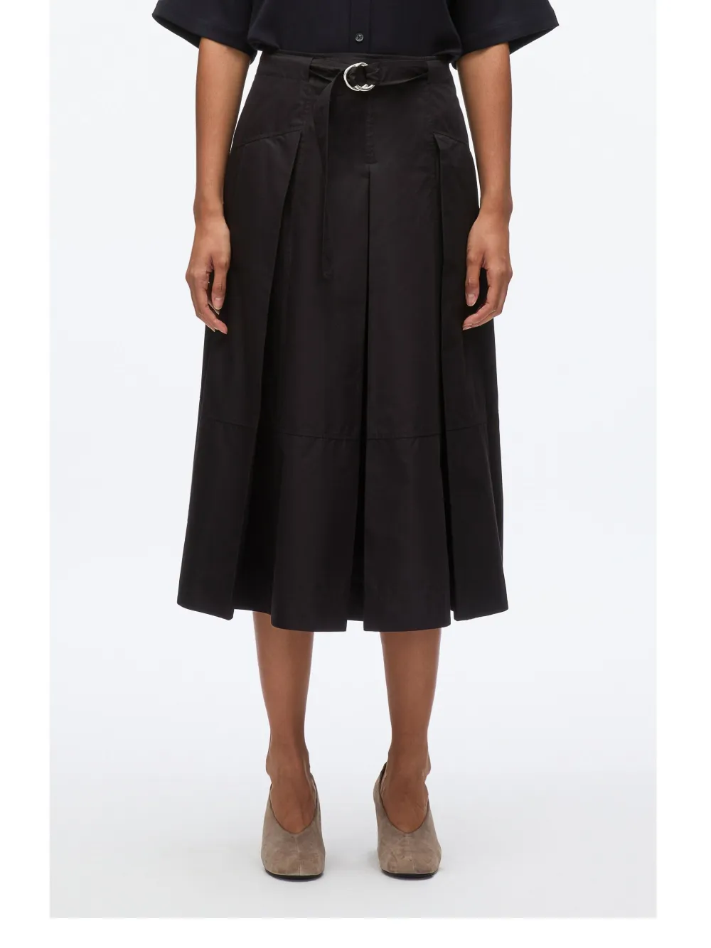 belted midi skirt