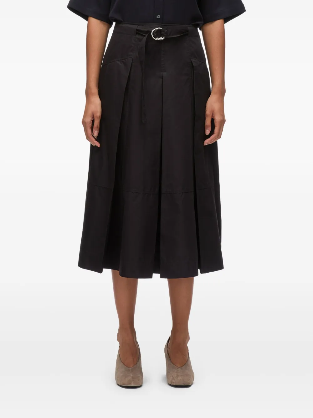 belted midi skirt