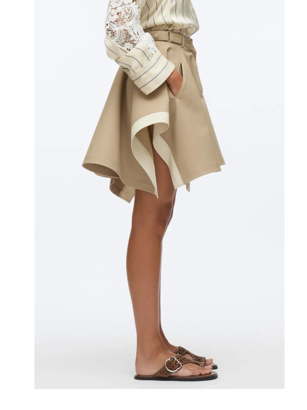 Shop 3.1 Phillip Lim Flounced Mini Skirt In Neutrals