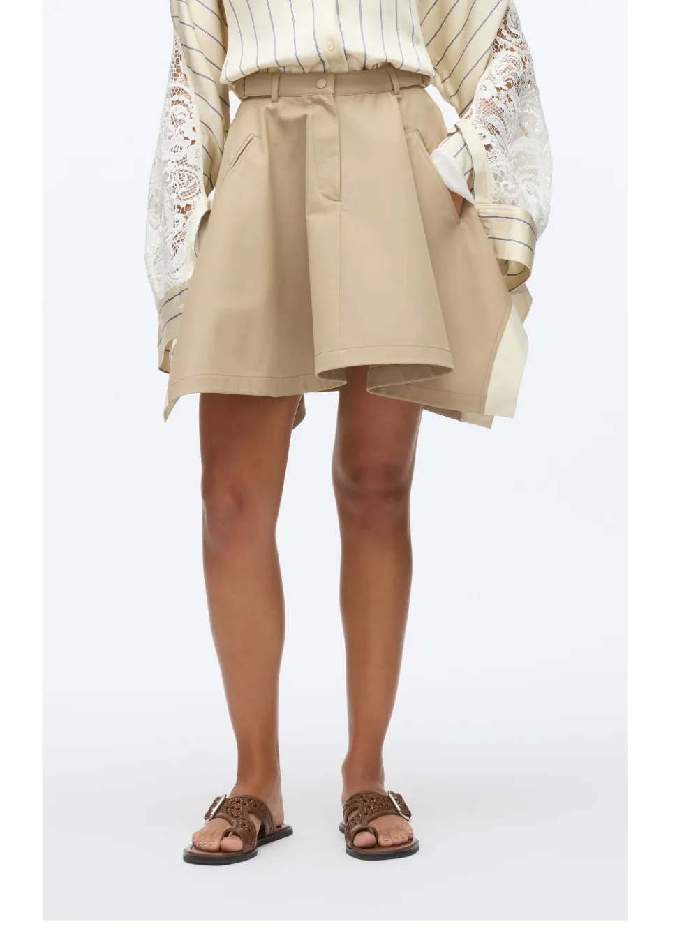 Shop 3.1 Phillip Lim Flounced Mini Skirt In Neutrals