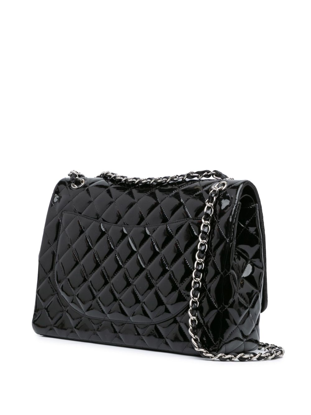 CHANEL Pre-Owned 2011 Maxi Classic Patent Double Flap shoulder bag - Zwart