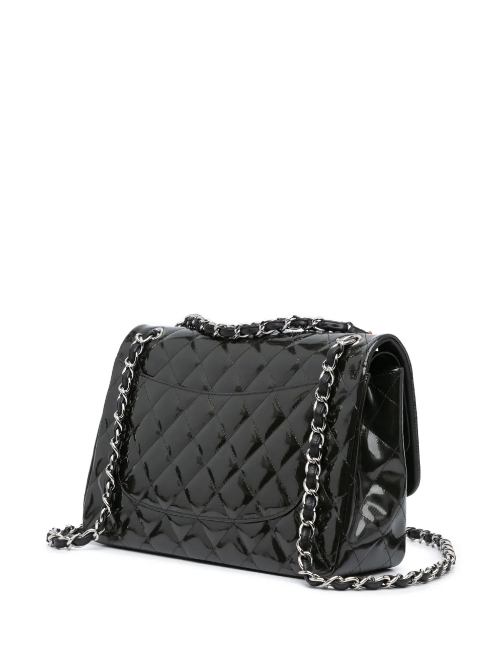 CHANEL Pre-Owned 2012-2013 Jumbo Classic Patent Double Flap shoulder bag - Zwart