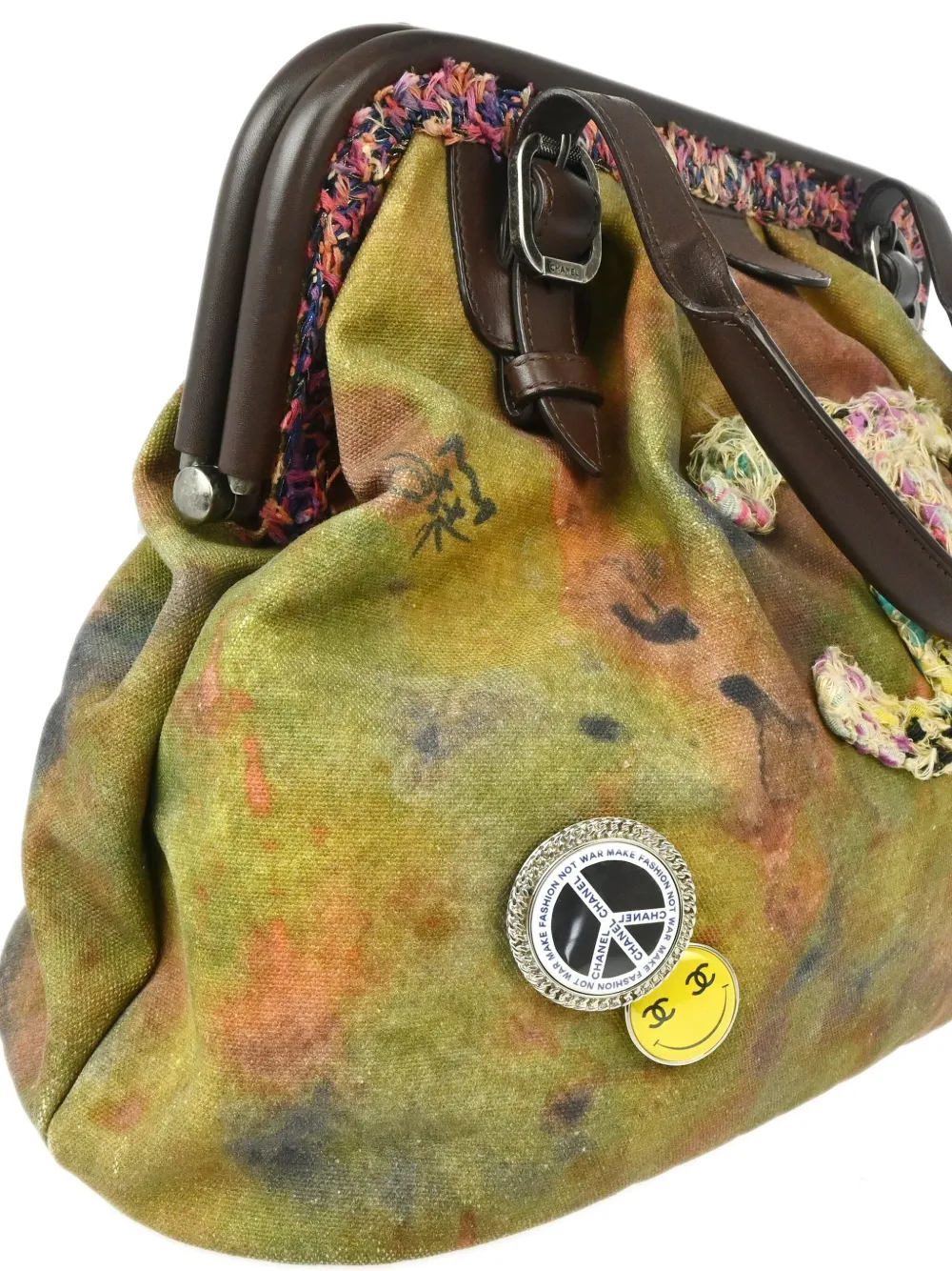 Pre-owned Chanel 2015 Graffiti On The Pavement Tote Bag In Green