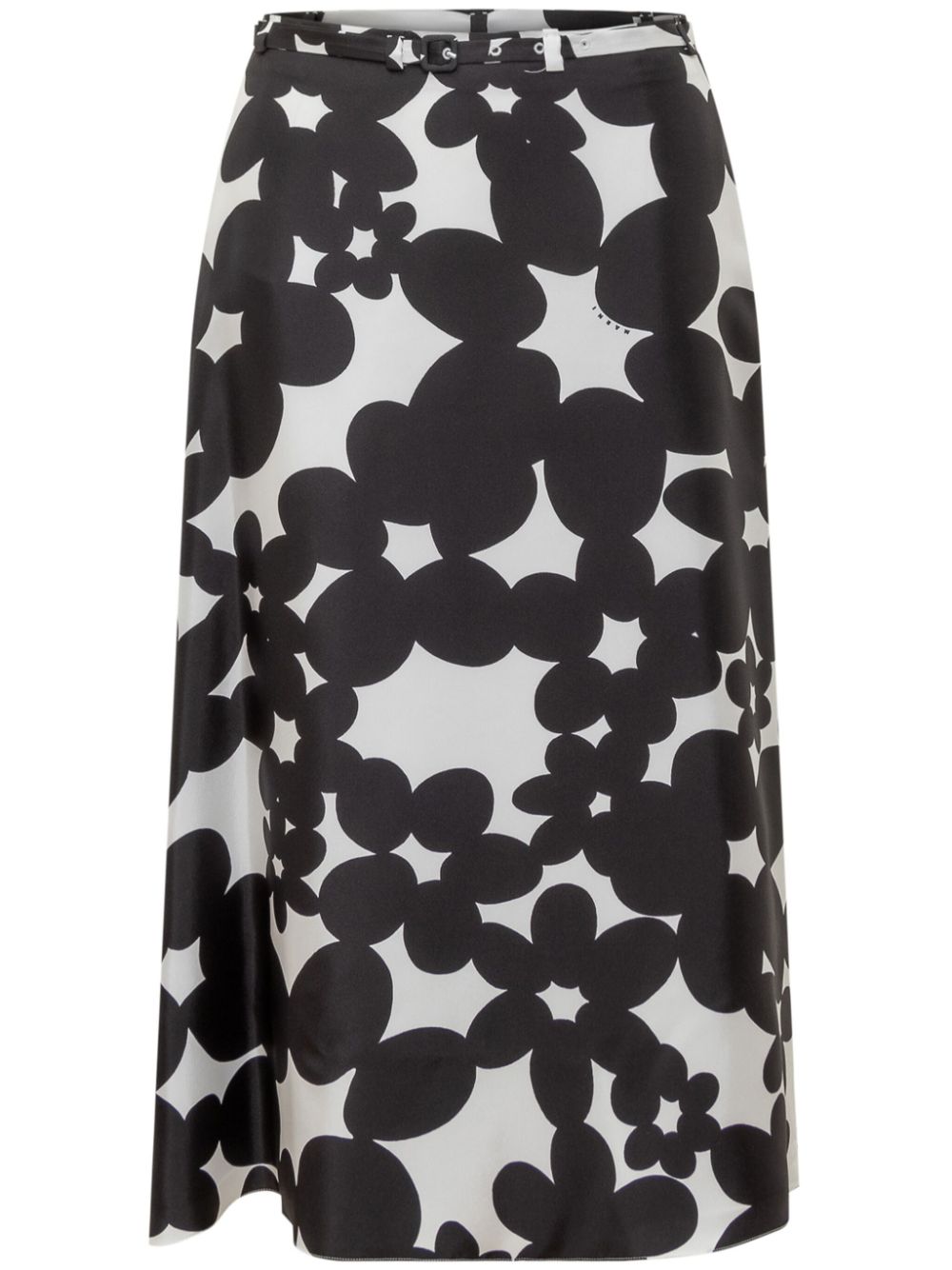 Marni floral-print silk skirt - Black