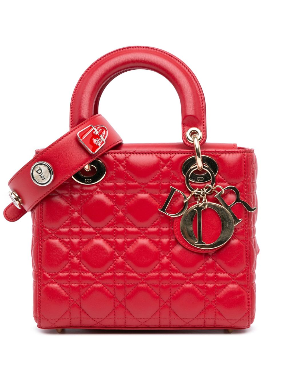 Christian Dior Pre-Owned 2017 Small Lambskin Cannage My ABCDior Lady Dior satchel - Red