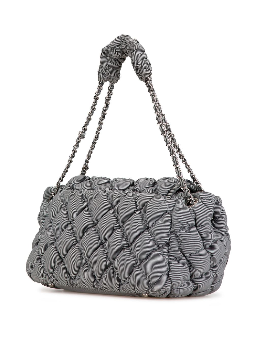 CHANEL Pre-Owned 2009-2010 Nylon Quilted Bubble Accordion Chain Flap shoulder bag - Grijs