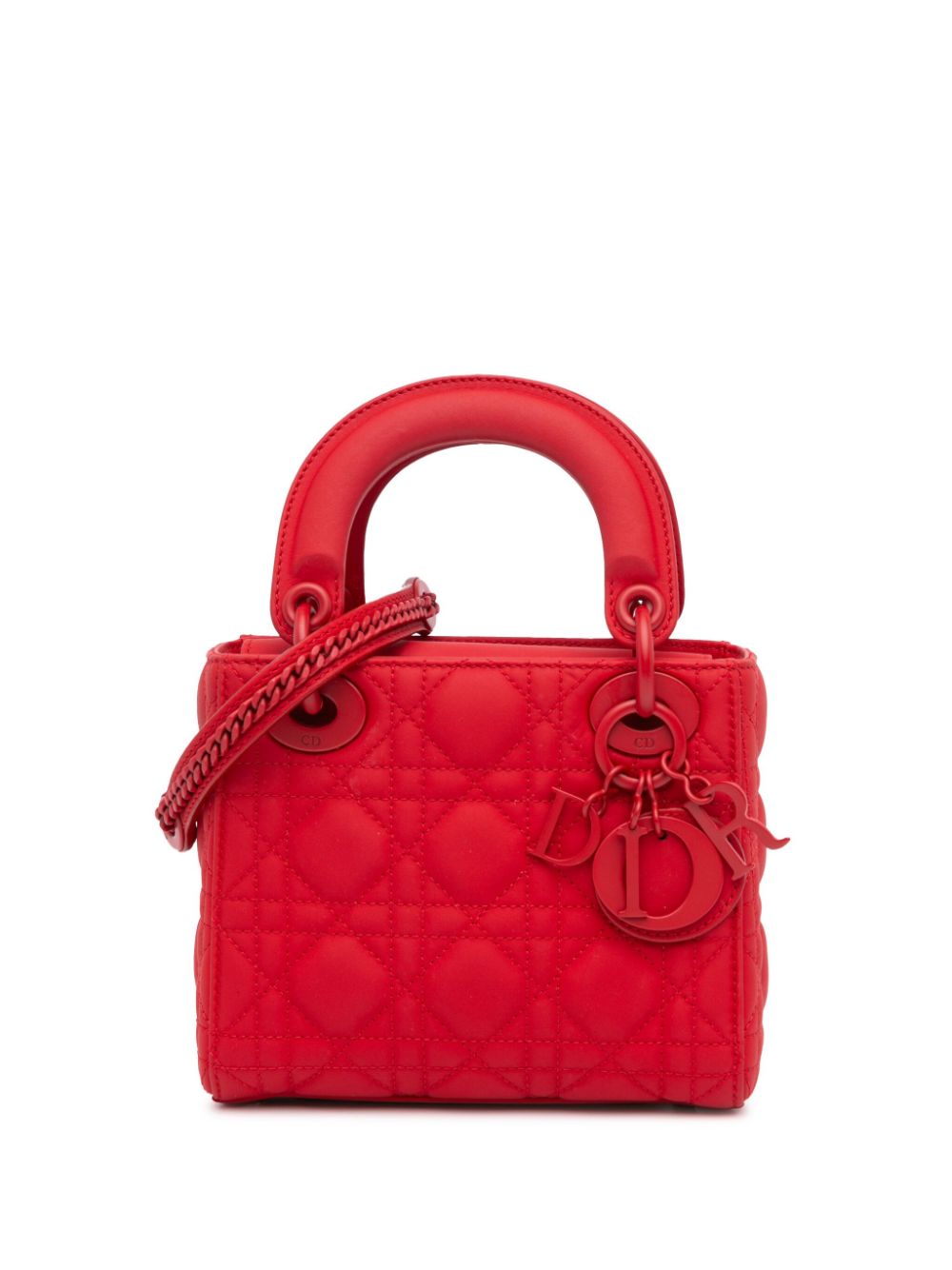 Christian Dior Pre-Owned 2019 Small Ultra Matte Calfskin Cannage Lady Dior satchel - Red