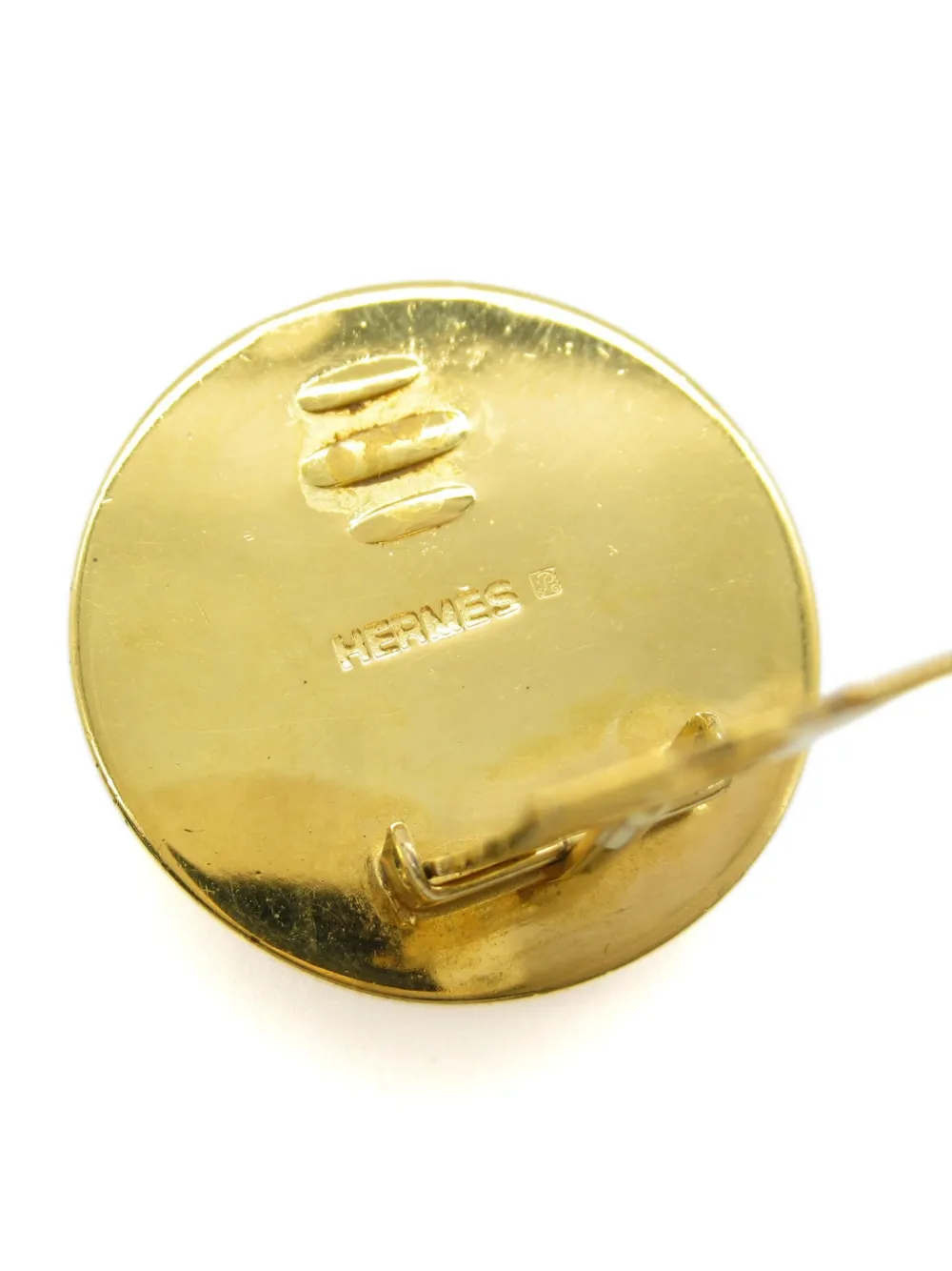 Pre-owned Hermes 2000s Cloisonné Clip-on Earrings In Gold