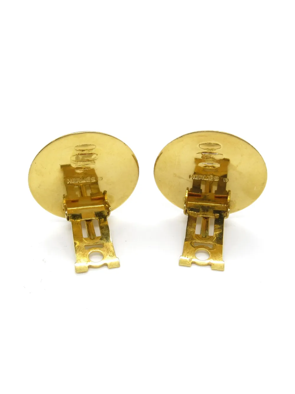 Pre-owned Hermes 2000s Cloisonné Clip-on Earrings In Gold