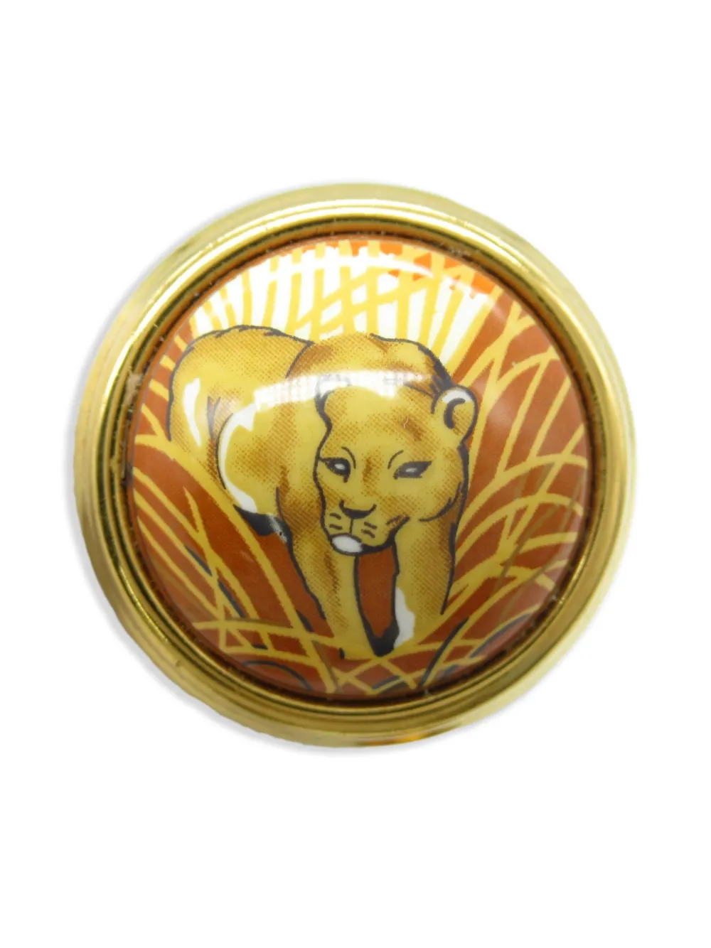 Pre-owned Hermes 2000s Cloisonné Clip-on Earrings In Gold