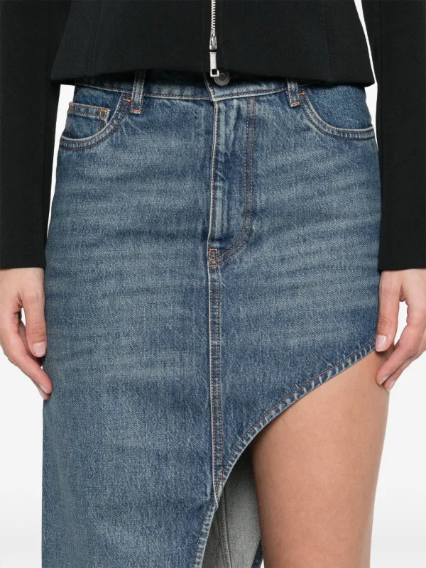 スカート COPERNI Woman Skirt Denim COPJ76F2014 BLU Coperni gathered-hem Denim Mini Skirt | Blue | FARFETCH