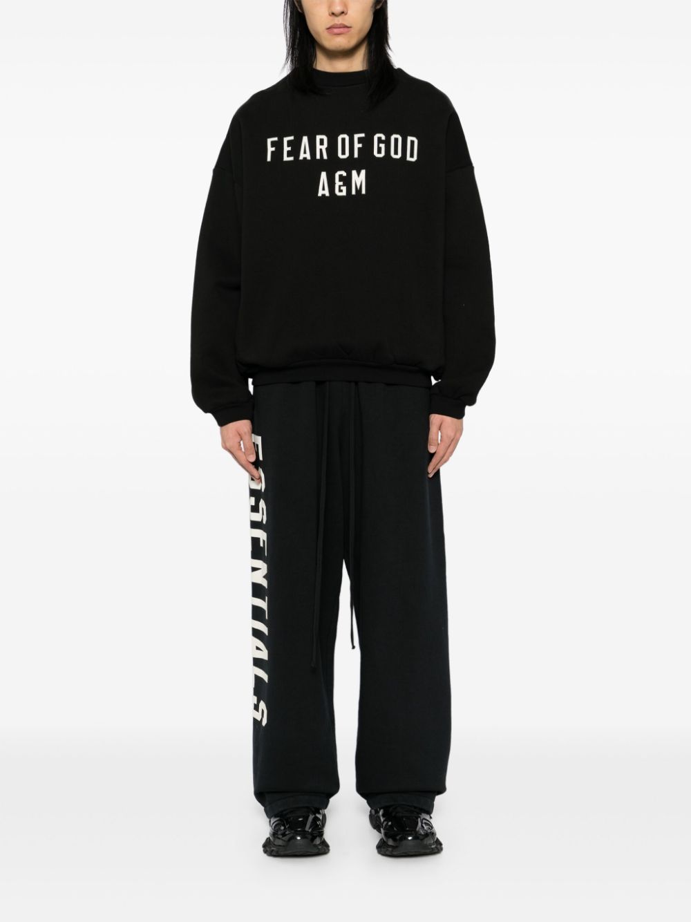 FEAR OF GOD ESSENTIALS Sweater met geborduurd logo - Zwart