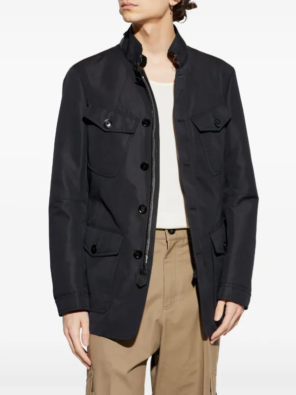【送料&関税込】Tom Ford Japanese Light Felt Stand Collar Ja TOM FORD JAPANESE LIGHT FELT STAND COLLAR OVERSHIRT Navy