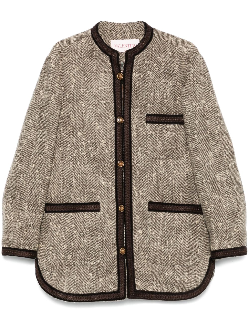 Valentino Garavani herringbone coat - Brown