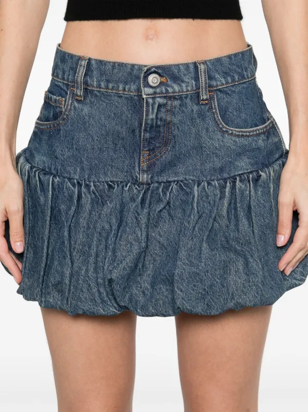 スカート COPERNI Woman Skirt Denim COPJ76F2014 BLU Coperni gathered-hem Denim Mini Skirt | Blue | FARFETCH