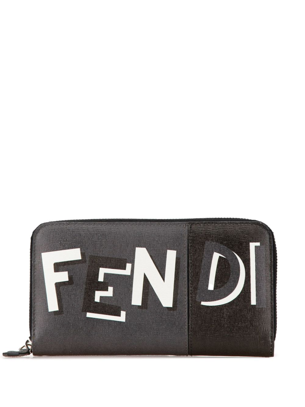 Fendi Pre-Owned 2020 Leather Vocabulary 3D Logo Zip Around Wallet long wallets – Black