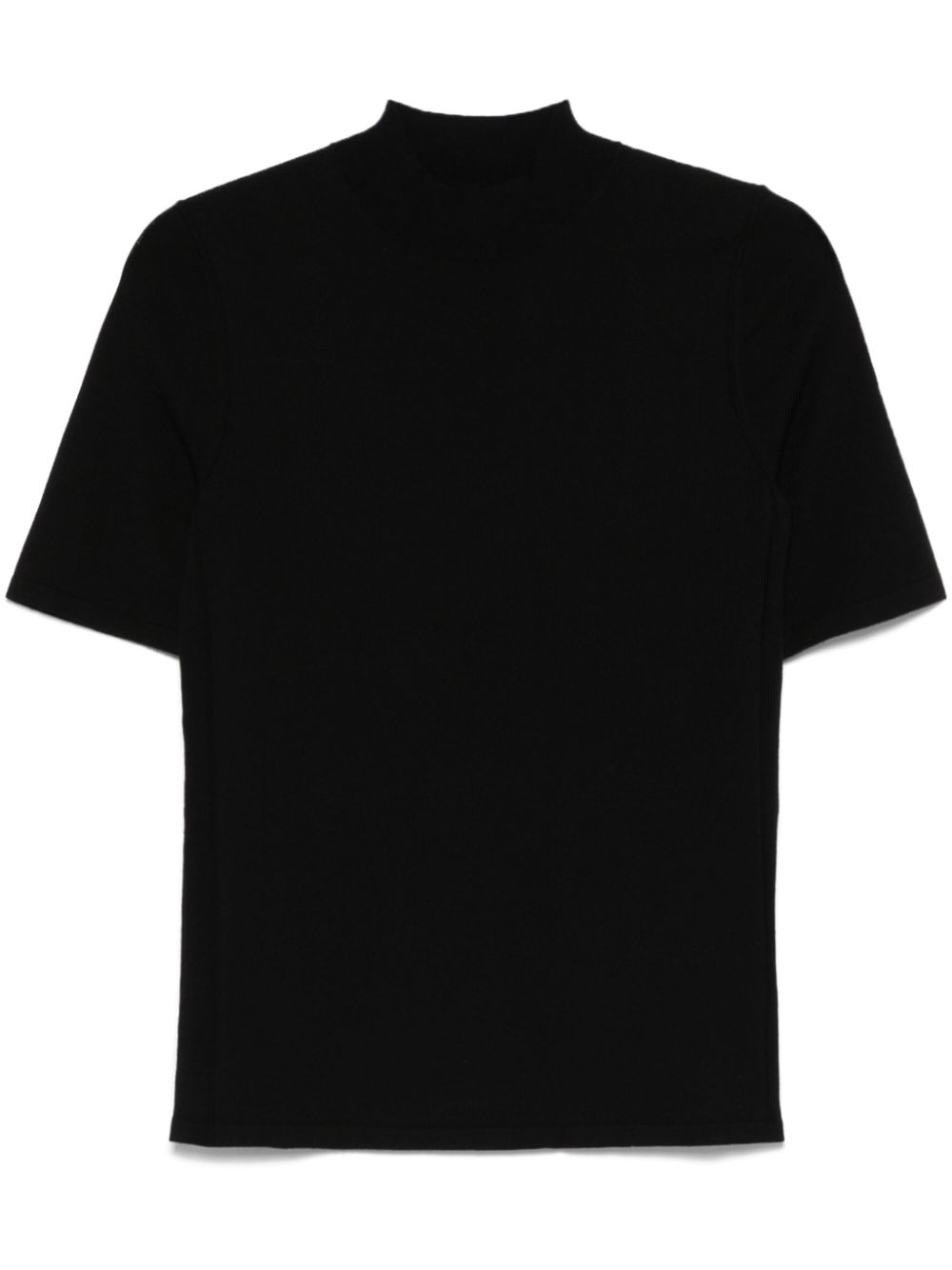 mock-neck kniited T-shirt