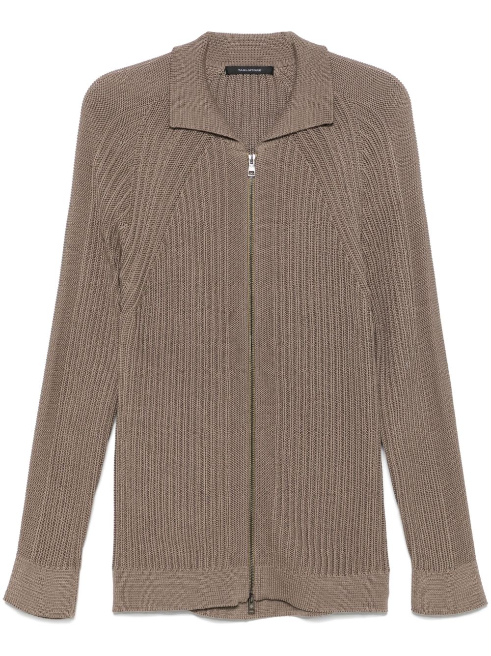 TAGLIATORE RIBBED-KNIT CARDIGAN