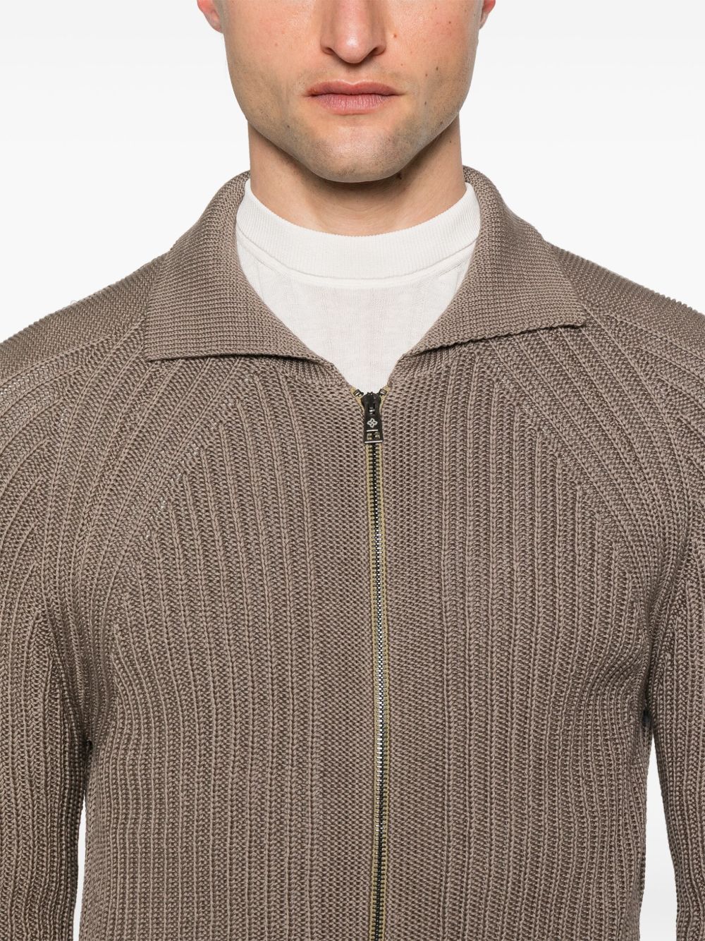 TAGLIATORE RIBBED-KNIT CARDIGAN