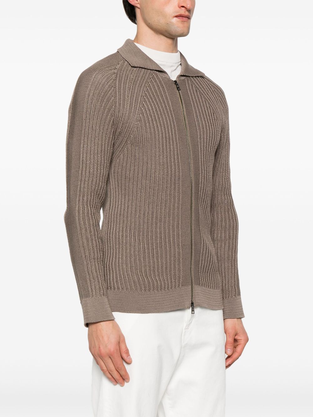 TAGLIATORE RIBBED-KNIT CARDIGAN