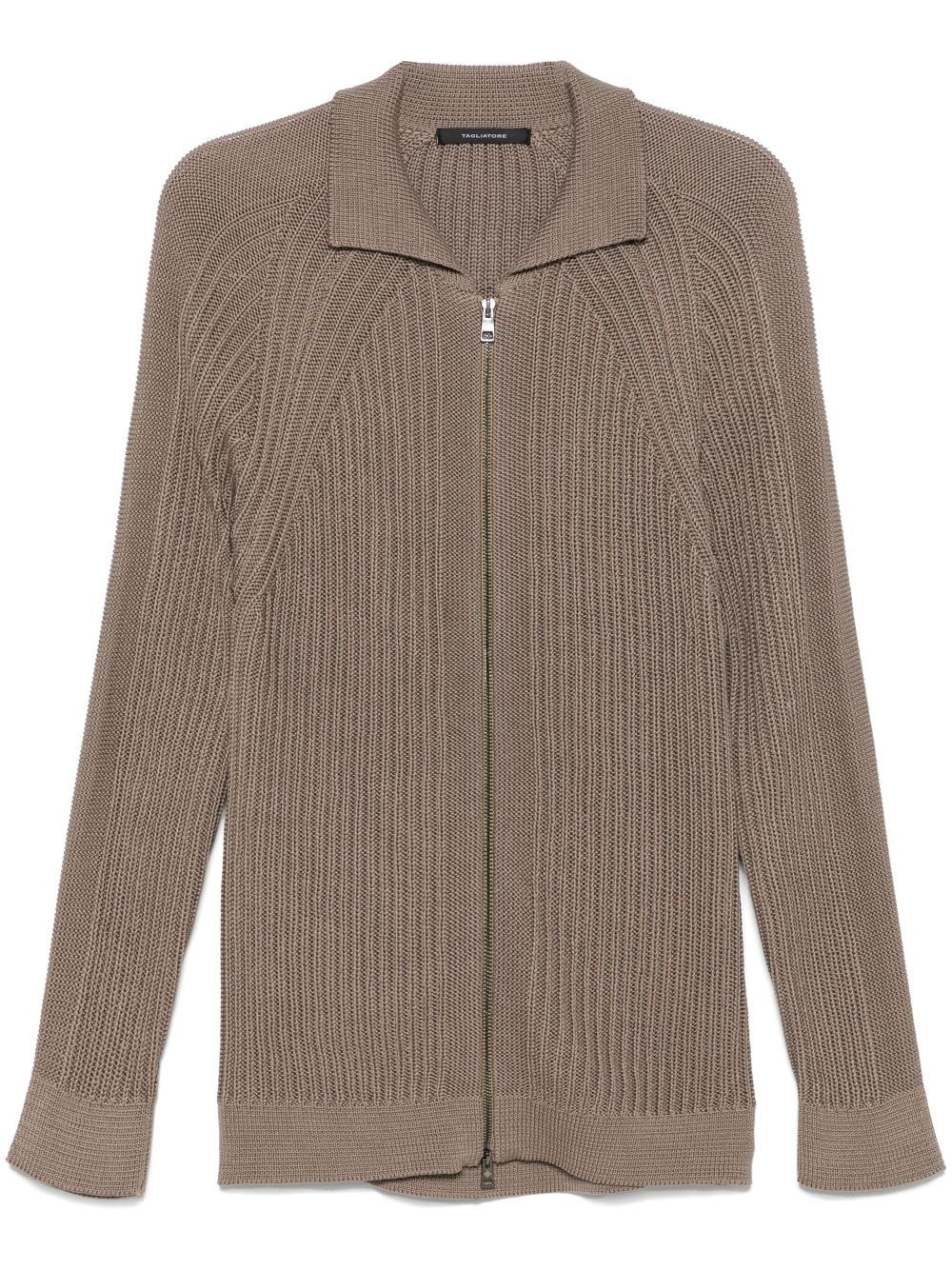 TAGLIATORE RIBBED-KNIT CARDIGAN