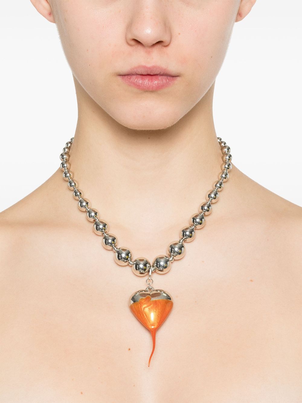 Ottolinger Otto Heart necklace - SILVER TANGERINE