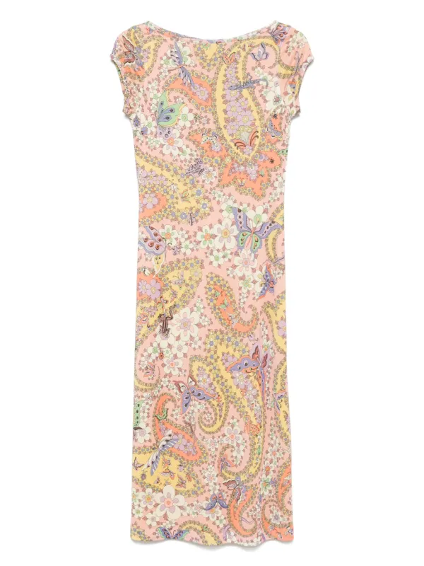 etro floral print midi dress Draped floral-print stretch-crepe midi dress - merlot