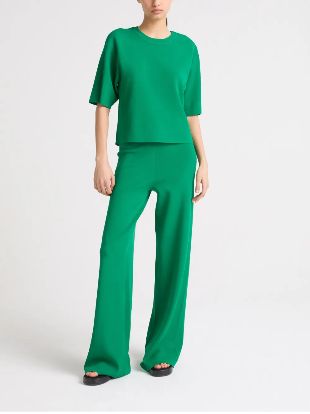 Yves Salomon knitted cropped T-shirt - Groen