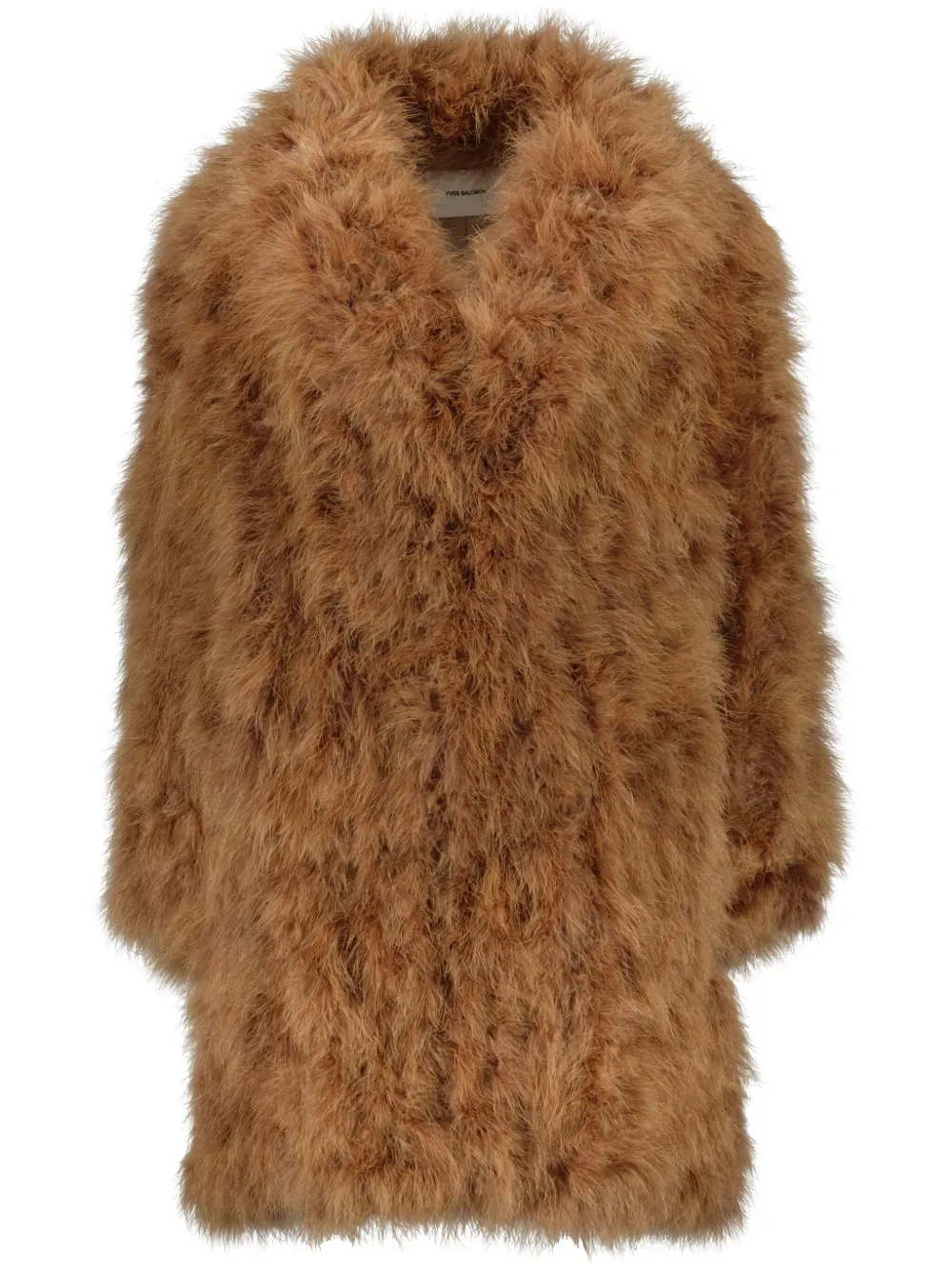 Yves Salomon shawl-collar feather coat | Brown | Image 1