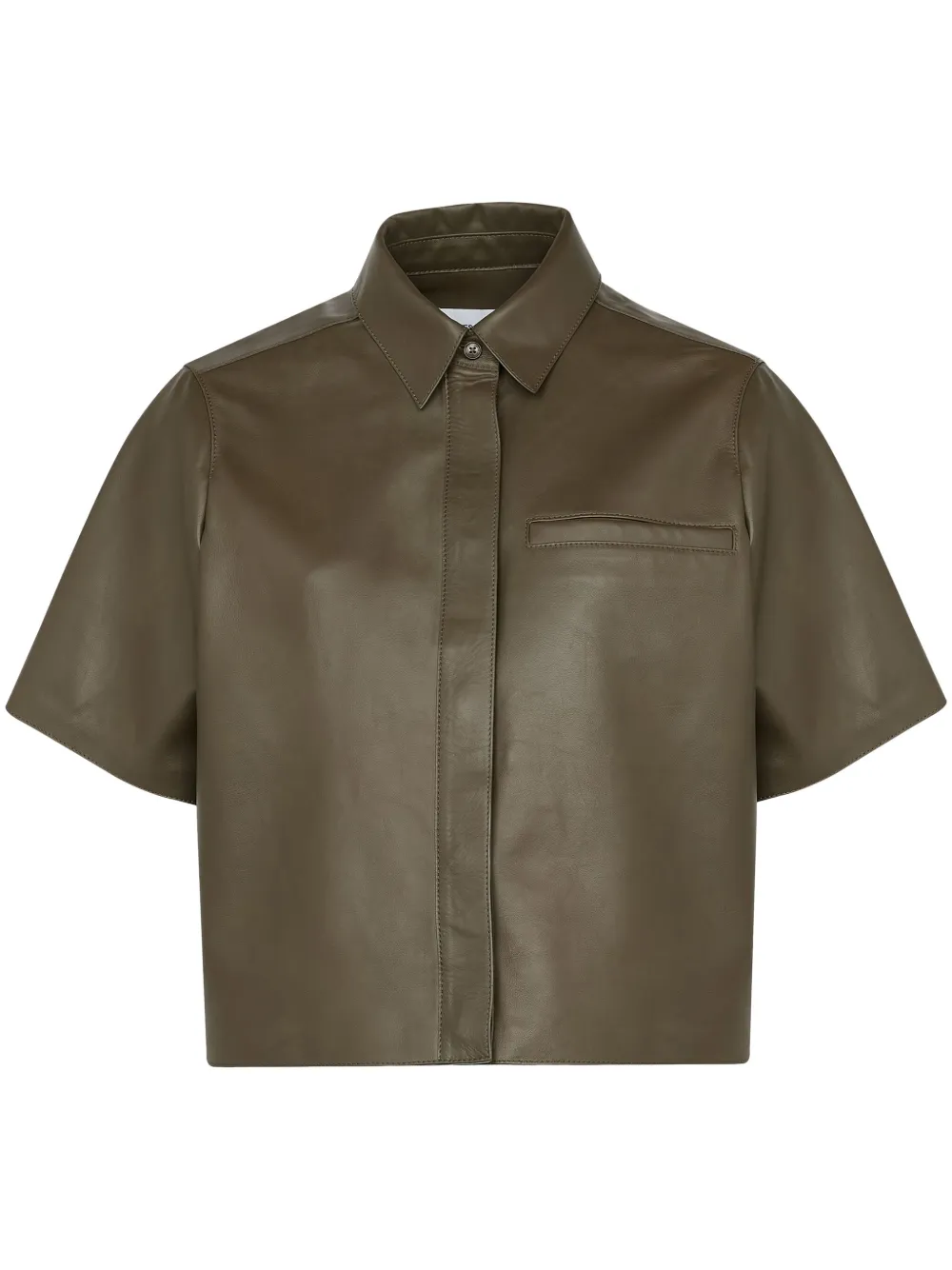 cropped leather overshirt