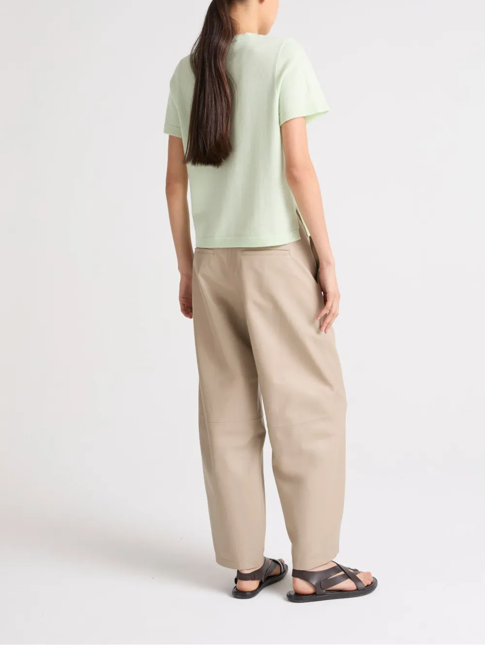 Yves Salomon Leren broek Beige