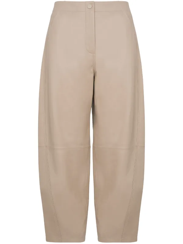 Yves Salomon Leather Trousers in Neutrals