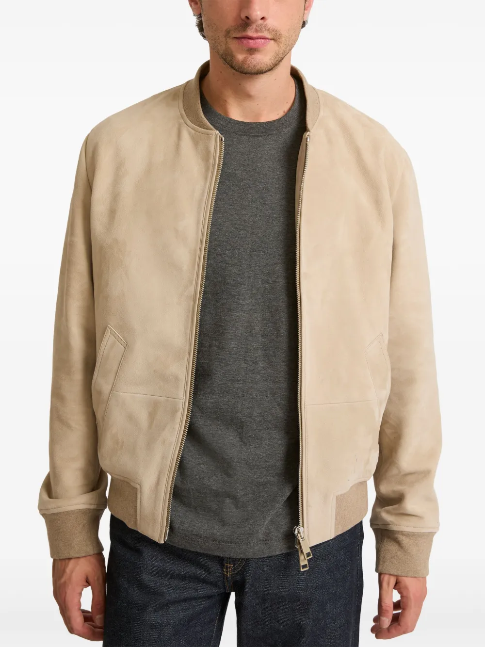 Yves Salomon Suède bomberjack Beige