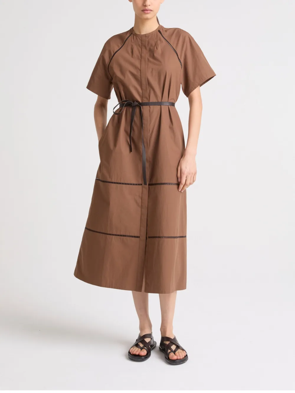 Yves Salomon belted midi dress - Bruin