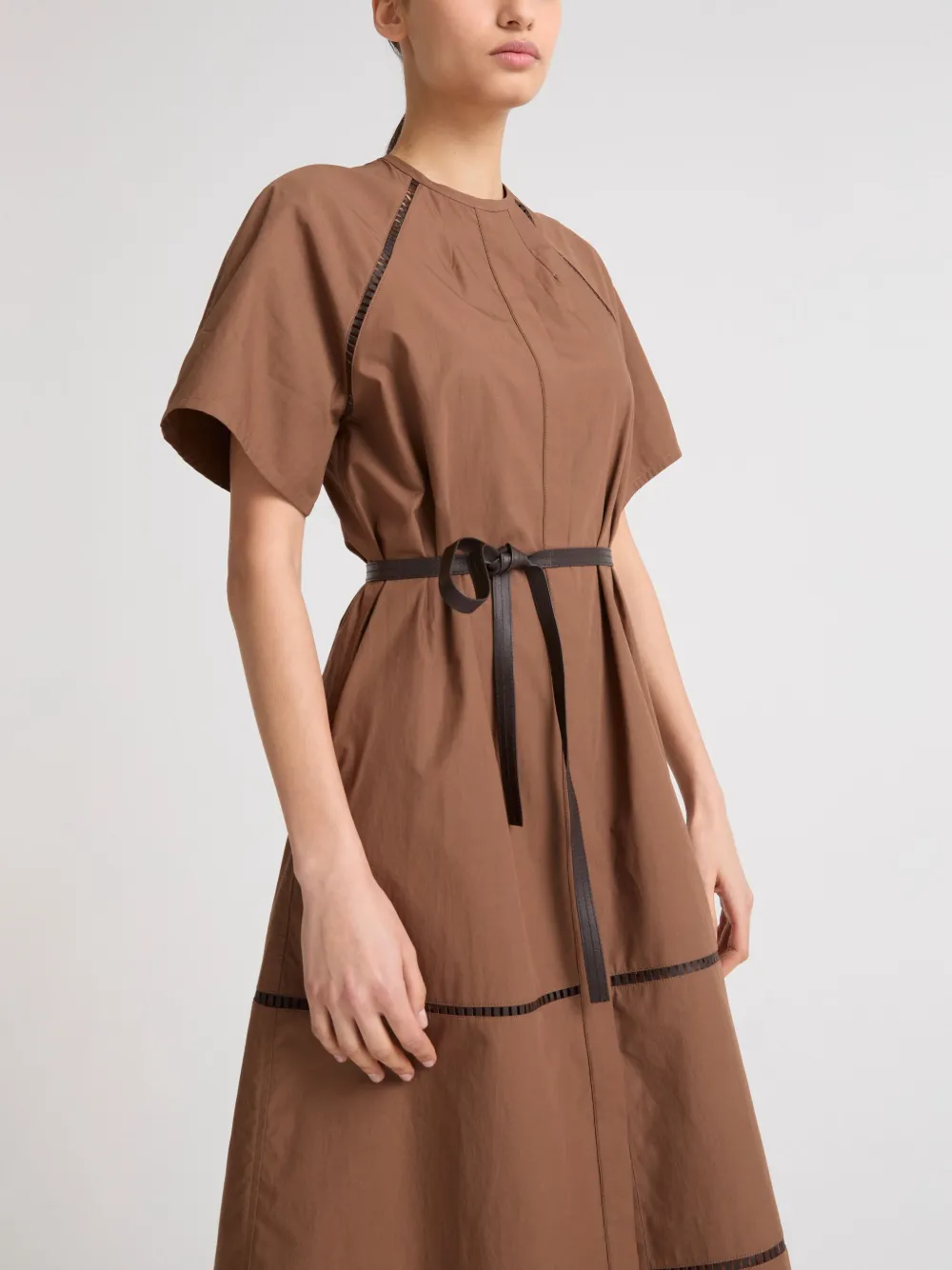 Yves Salomon Midi-jurk met ceintuur Bruin