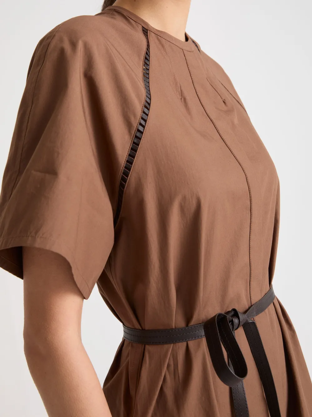 Yves Salomon Midi-jurk met ceintuur Bruin