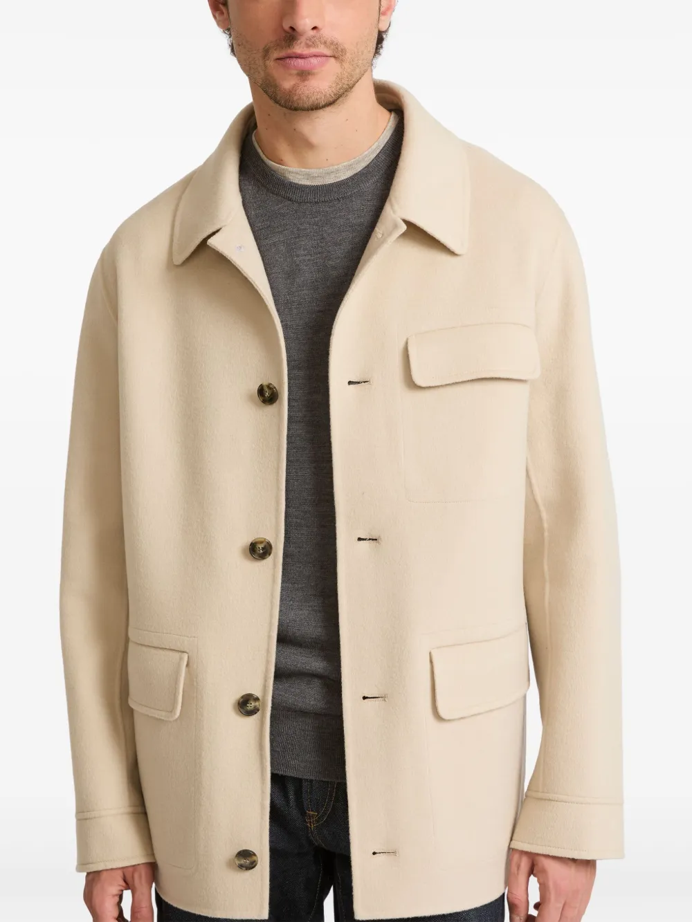 Yves Salomon Shirtjack van kasjmiermix Beige