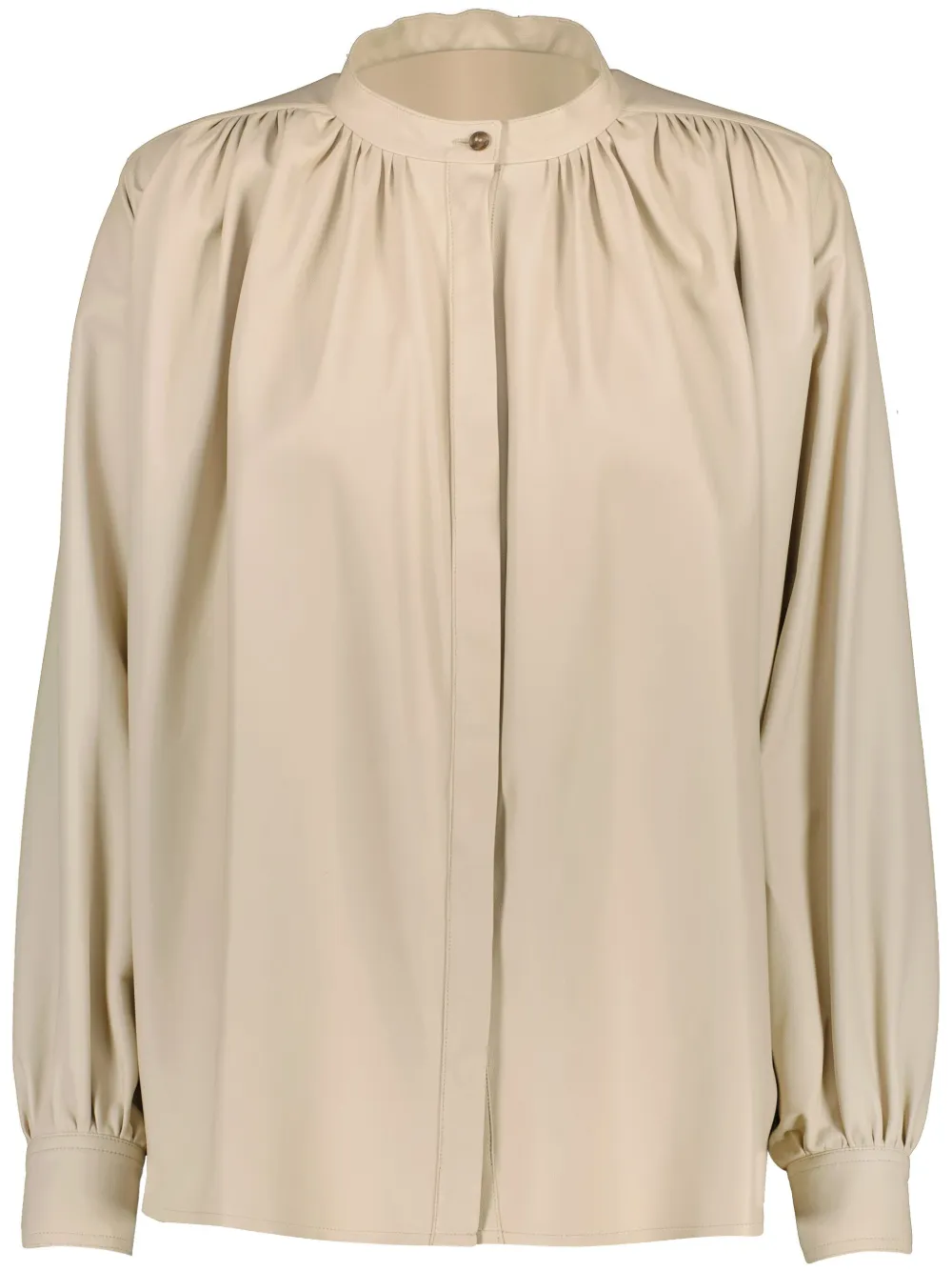 Shop Yves Salomon Pleated Leather Shirt In Neutrals