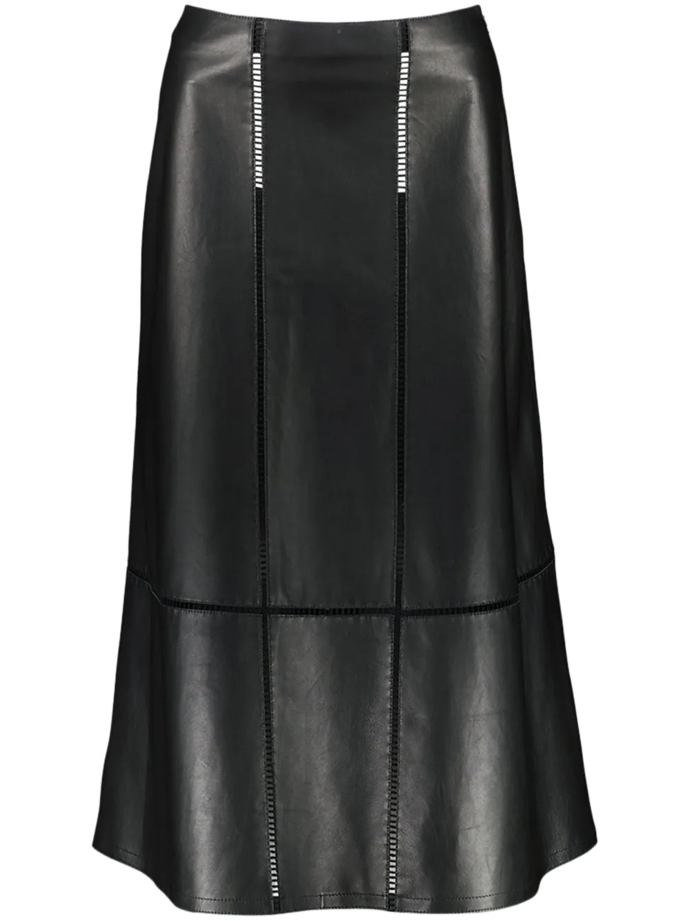 ladder-stitch lambskin skirt