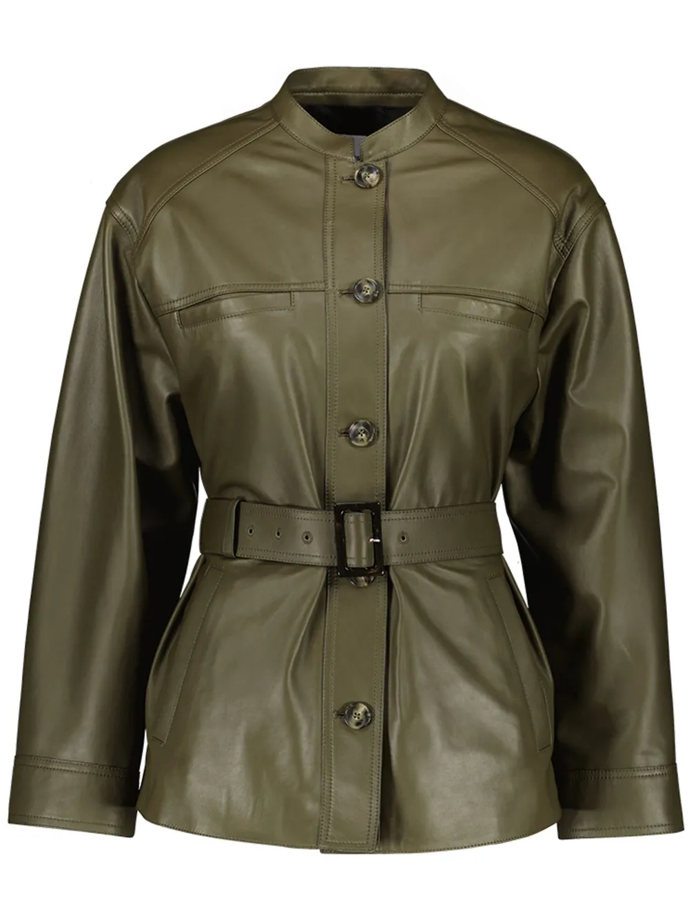 Yves Salomon leather belted jacket | Green | Image 1